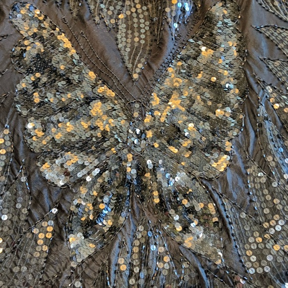 LINSIANO black butterfly wing top, sequined
beaded wings front/back. VTG XXL - Picture 7 of 17